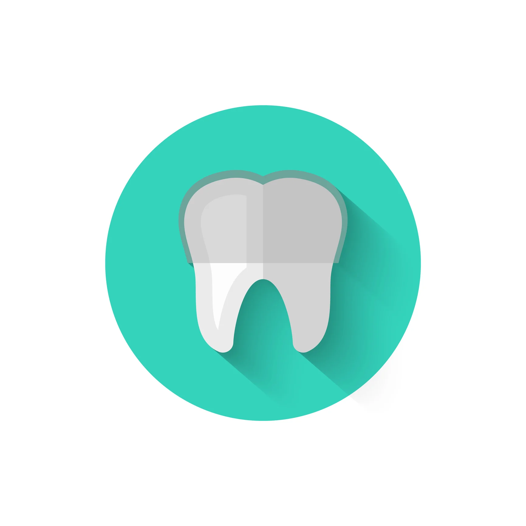 illustration of a tooth with a gray covering over the top half, on a green background